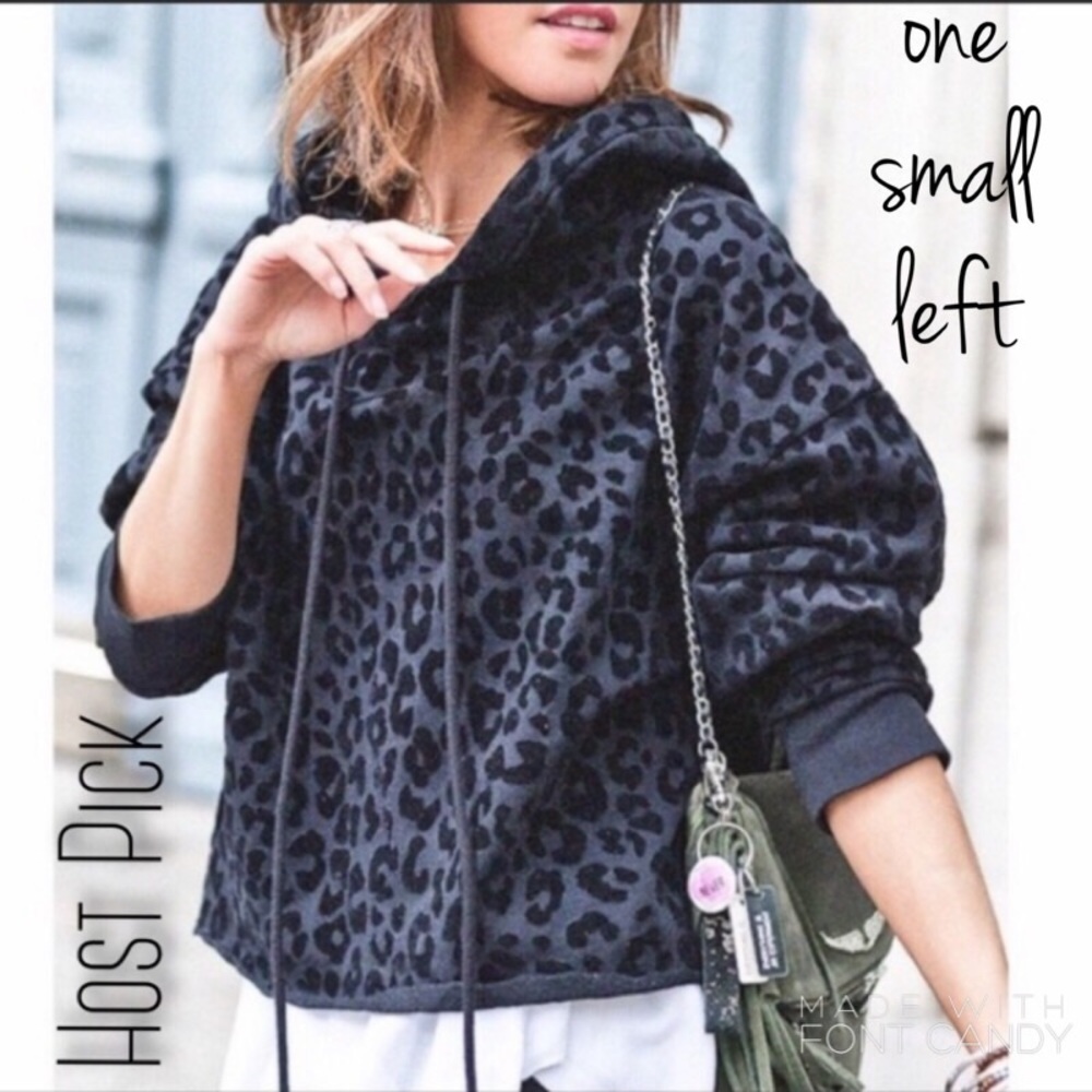 Mazik Black Leopard Animal Print Hoodie S M L